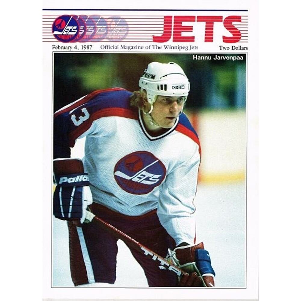 Vintage Winnipeg Jets Official Magazine Feb 4 1987 Cover On 12x8in Metal Sign